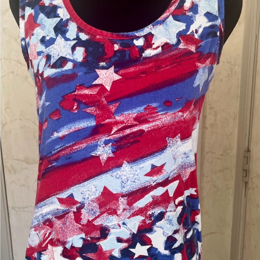 Dress Barn Red, White & Blue Star Print Tank